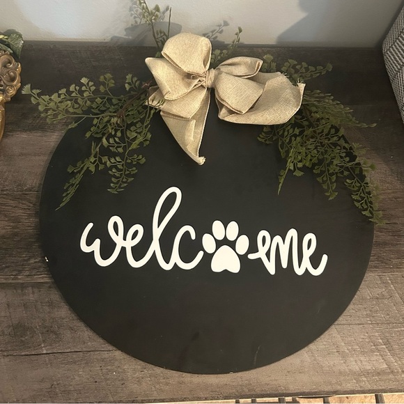Hobby Lobby Other - ITEM ON HOLD Welcome paw print Front Door Decor with Greenery